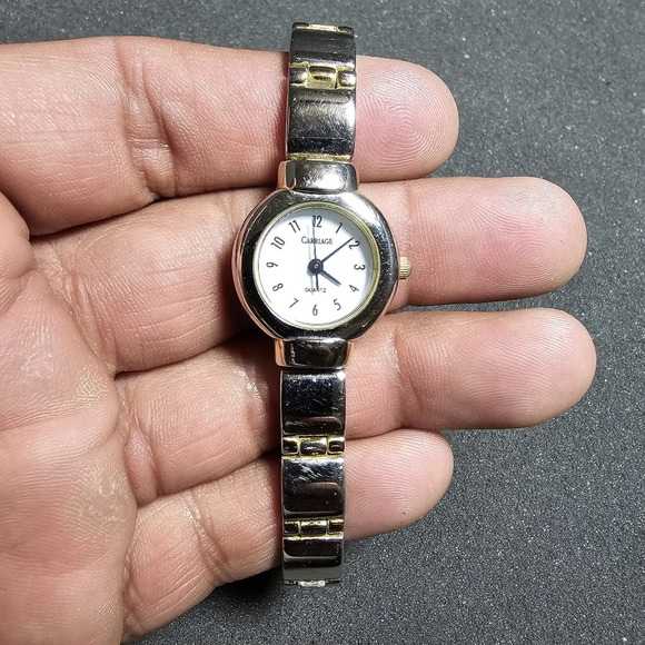 Carriage Ladies Quartz Fashion Watch Silver / Gold Tone Working shows signs of w - Picture 1 of 9